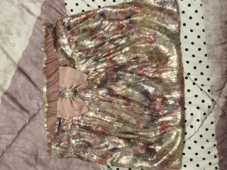 Falda lentejuelas doradas y multicolor