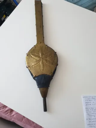 Fuelle chimenea decorativo metal y cuero