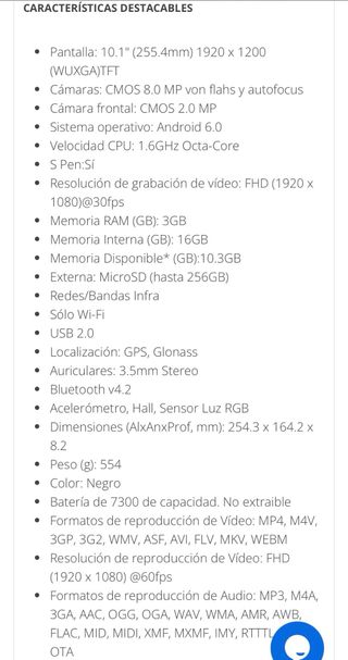 Samsung Galaxy Tab A SM-P580 con S Pen