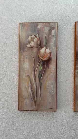 Tríptico de cuadros flores
