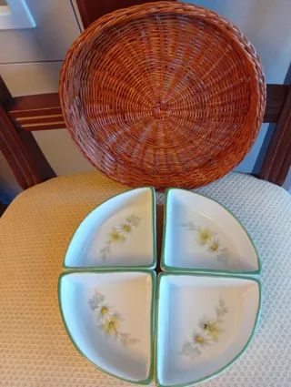 Plato Aperitivos Cerámica y Madera