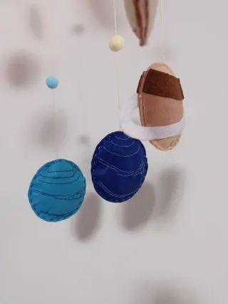 Móvil Cuna Planetas y Cohete Hecho a Mano