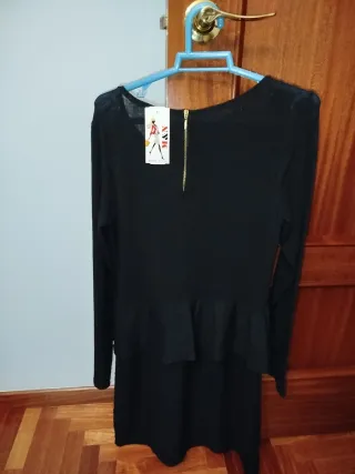Vestido negro bordado talla única
