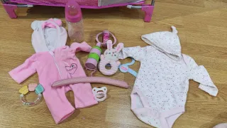 Cuna-trona de juguete rosa