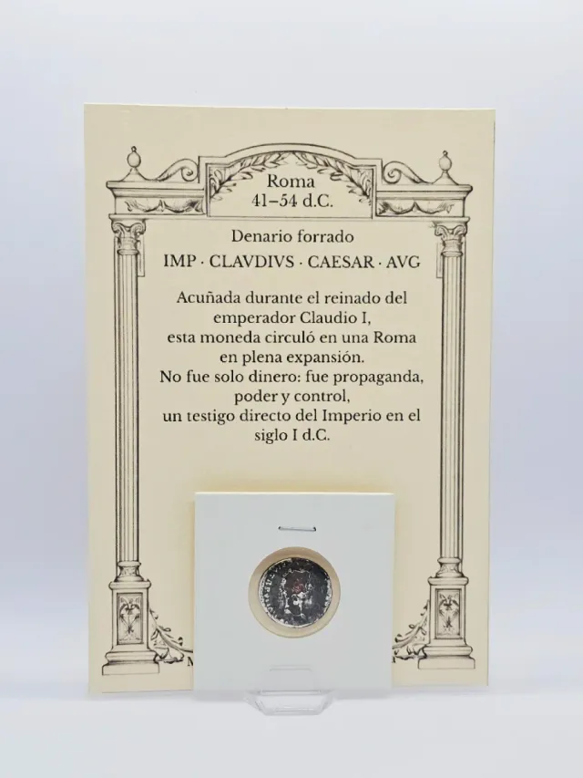 Denario romano original de Claudio I (41-54 d.C.)
