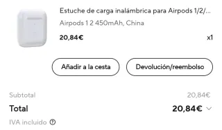Estuche Carga Inalámbrica AirPods 1 y 2