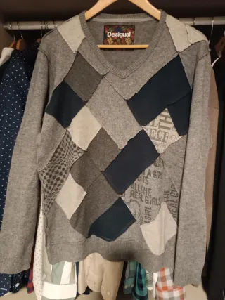 Jersey Desigual Patchwork Gris