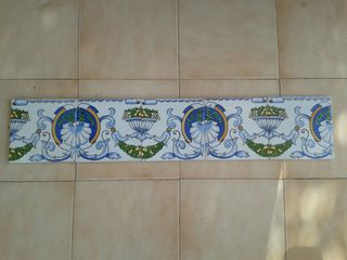 A56 5 AZULEJOS MODERNISTAS CONCHAS NARANJAS HOJAS