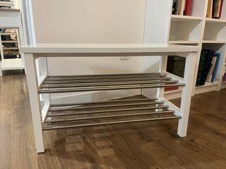 Banco Zapatero Blanco Metálico