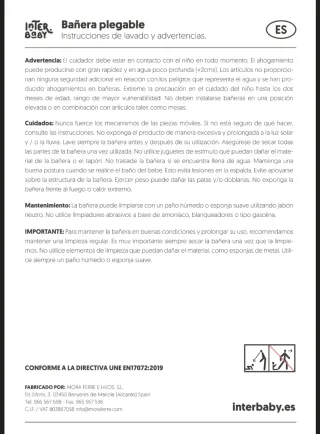 Bañera plegable para bebé Interbaby