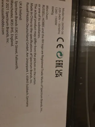 Horno Electrico Russell Hobbs 26090-56