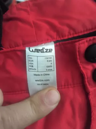 Pantalón de esquí para niño rojo TALLA 6