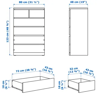 Cajonera Ikea Malm marrón con luz LED