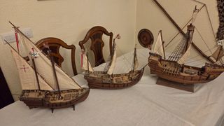 Maquetas en madera de las 3 Carabelas de Colón