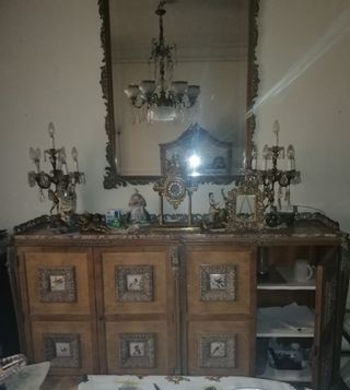 Mueble Antiguo Buffet Madera y Mármol
