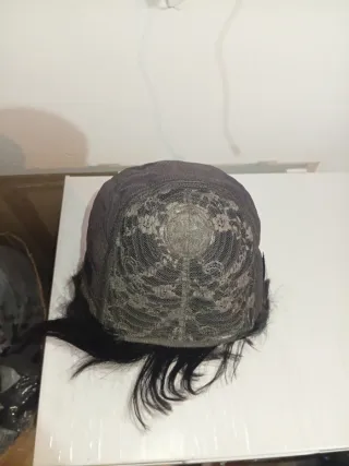 Peluca Pelo Humano Corta Negra
