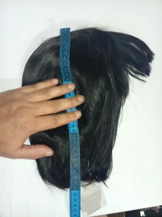 Peluca Pelo Humano Corta Negra