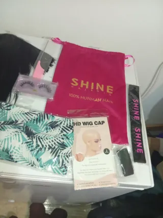 Peluca Pelo Humano Corta Negra