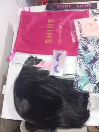 Peluca Pelo Humano Corta Negra