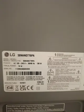 TV LG 50NANO776PA (Para Piezas) 50"
