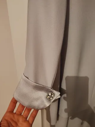 Conjunto Blazer y Vestido manga corta en plata