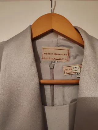 Conjunto Blazer y Vestido manga corta en plata