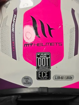 Casco de moto MT Helmets blanco, morado y rosa