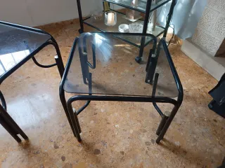 Set 3 mesas auxiliares cristal comedor