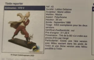 Figura Tintín Reportero Resina Policromada