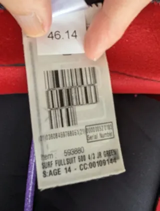 Neopreno Tribord manga larga T.14 años