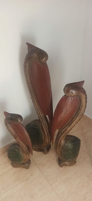 Set 3 Pelícanos Madera Mexicana
