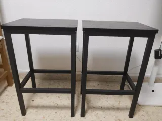 2 Taburetes Altos Madera y Metal Negros
