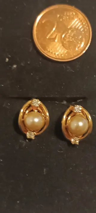 Pendientes oro y plata con detalles brillantes