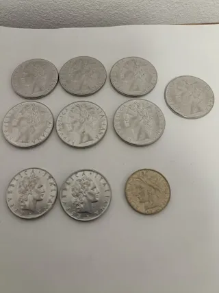 Monedas antiguas Italianas de 50 y 100Liras.
