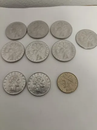 Monedas antiguas Italianas de 50 y 100Liras.