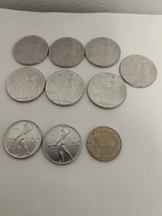 Monedas antiguas Italianas de 50 y 100Liras.
