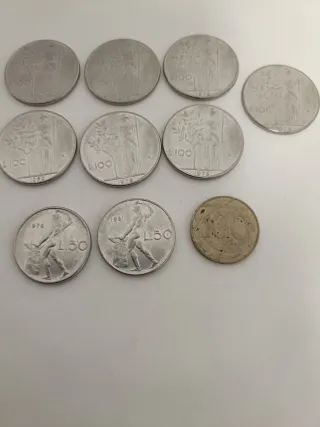 Monedas antiguas Italianas de 50 y 100Liras.