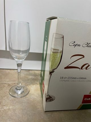 Copas champagne de cristal, pack 6, 30 unidades