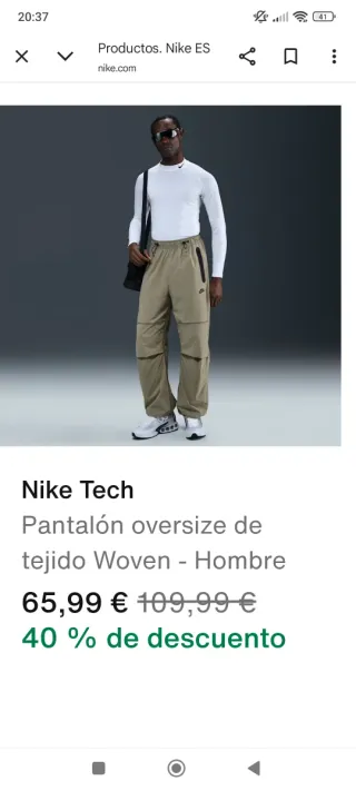 Pantalón Nike Hombre Talla XL Verde Oliva