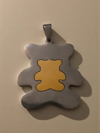 Colgante Osito Acero Baño Oro y Plata