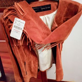 Chaqueta Zara gamuza con flecos Talla L