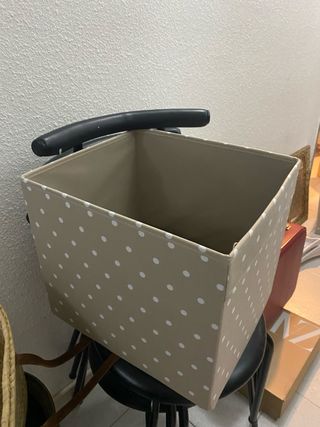 2 Cajas Tela Topos Beige-Piedra