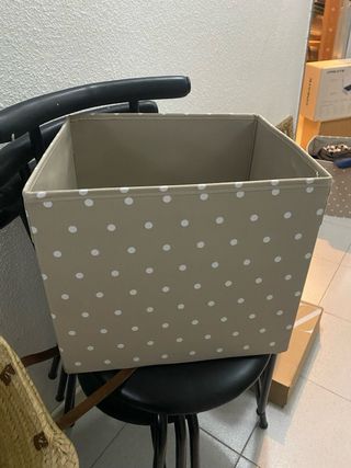 2 Cajas Tela Topos Beige-Piedra