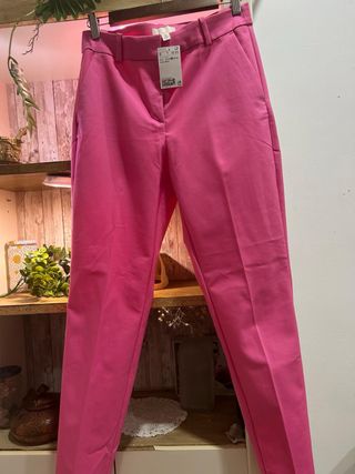 Pantalón H&M Recto Pitillo Rosa Talla M