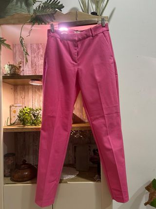 Pantalón H&M Recto Pitillo Rosa Talla M
