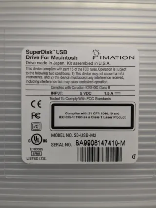Imation Superdisk Drive USB 2.0 Mac