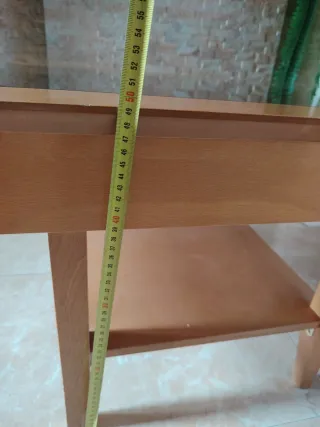 Mesa centro elevable cristal y madera