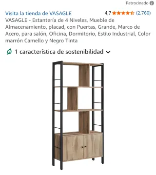 Estantería Industrial VASAGLE 4 Niveles