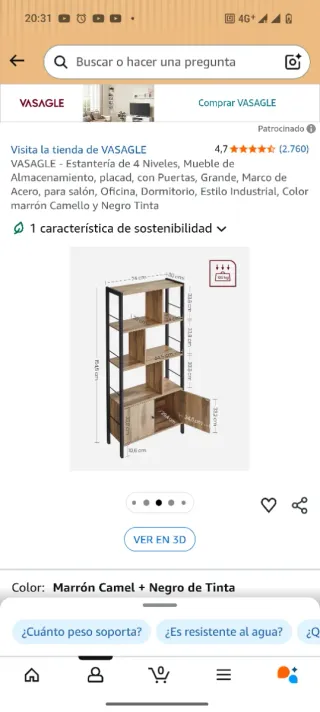Estantería Industrial VASAGLE 4 Niveles