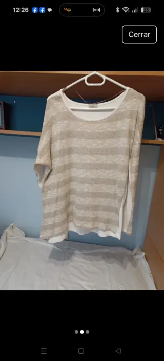 Jersey rayas beige y blanco talla M